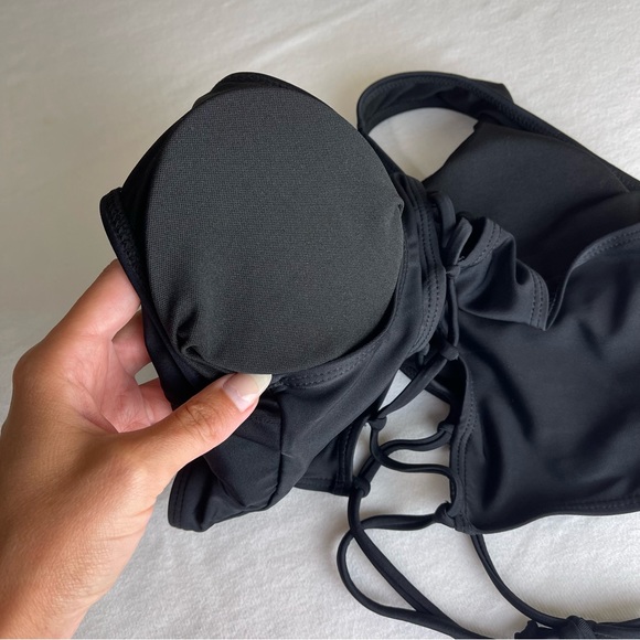 NEW Lace Up Swimsuit Top Black - Picture 12 of 16